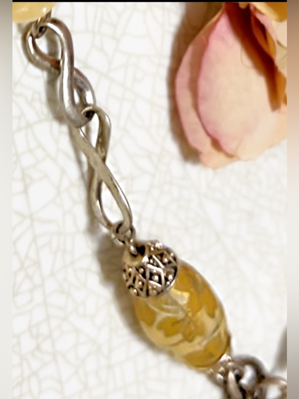 Vintage Monet Gold Tone Triangular Yellow Agate Pendant Necklace. - Picture 7 of 9